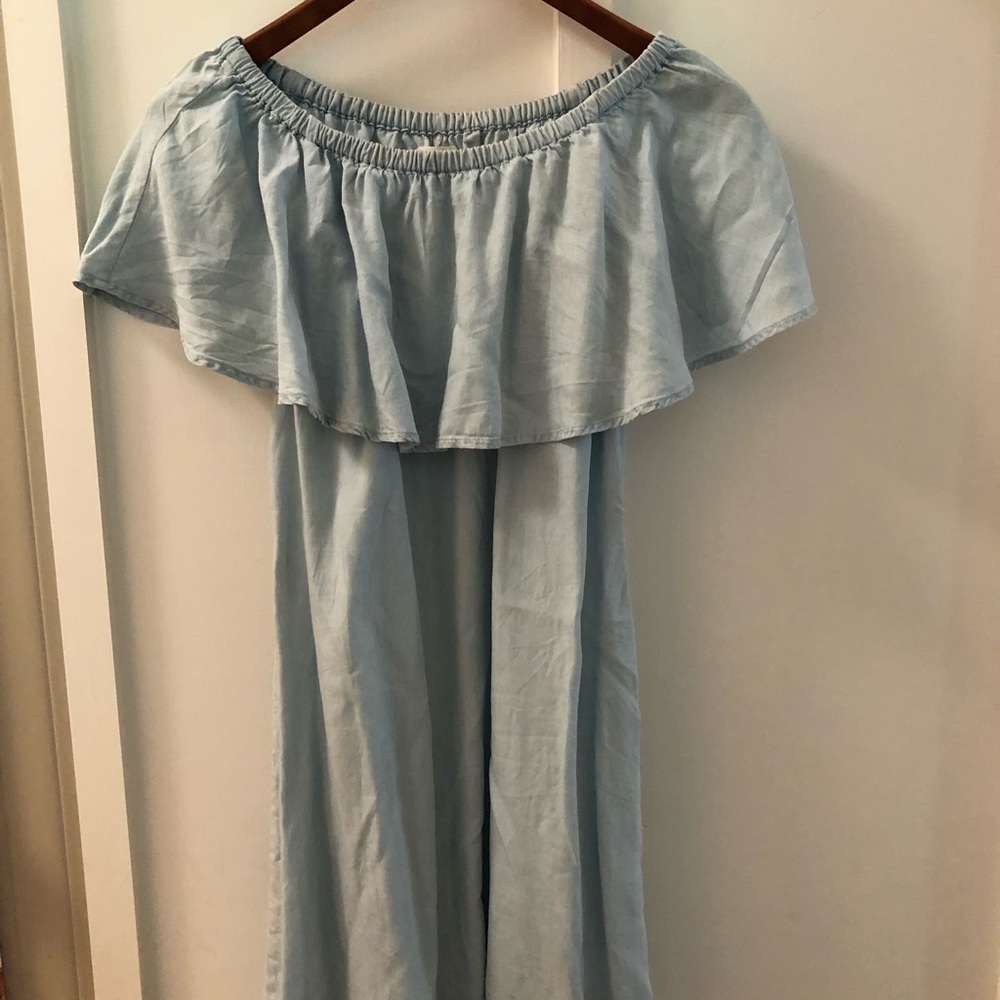 Old Navy Tencel Chambray Off the Shoulder Ruffle